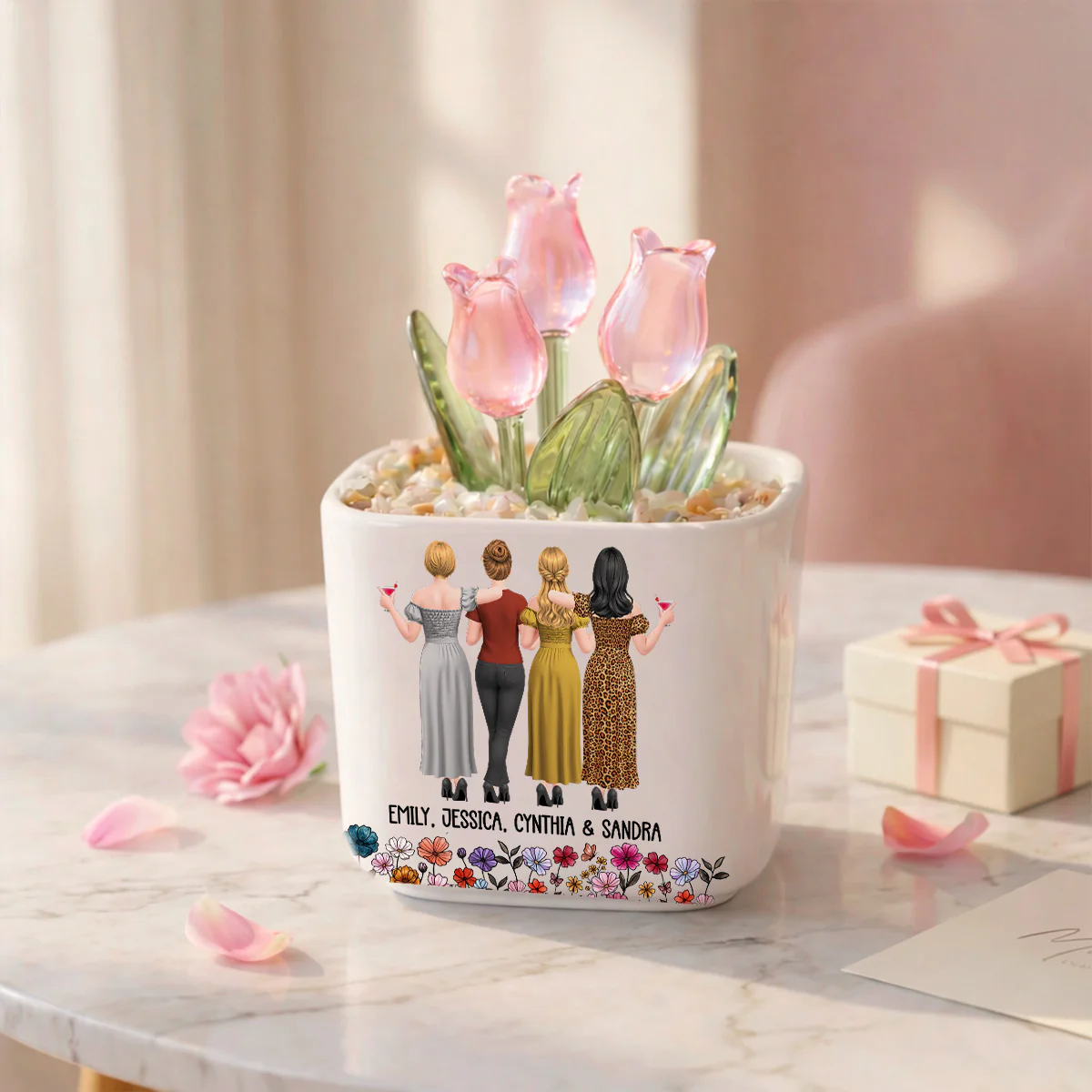Best Friends Entertainment - Personalized Custom Glass Everlasting Tulips - Image 4