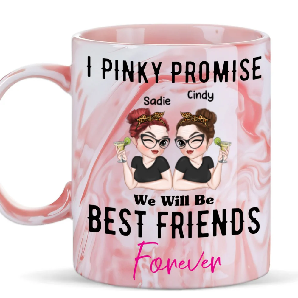 Best Friends Forever - Personalized Custom Pink Marble Mug - Image 5