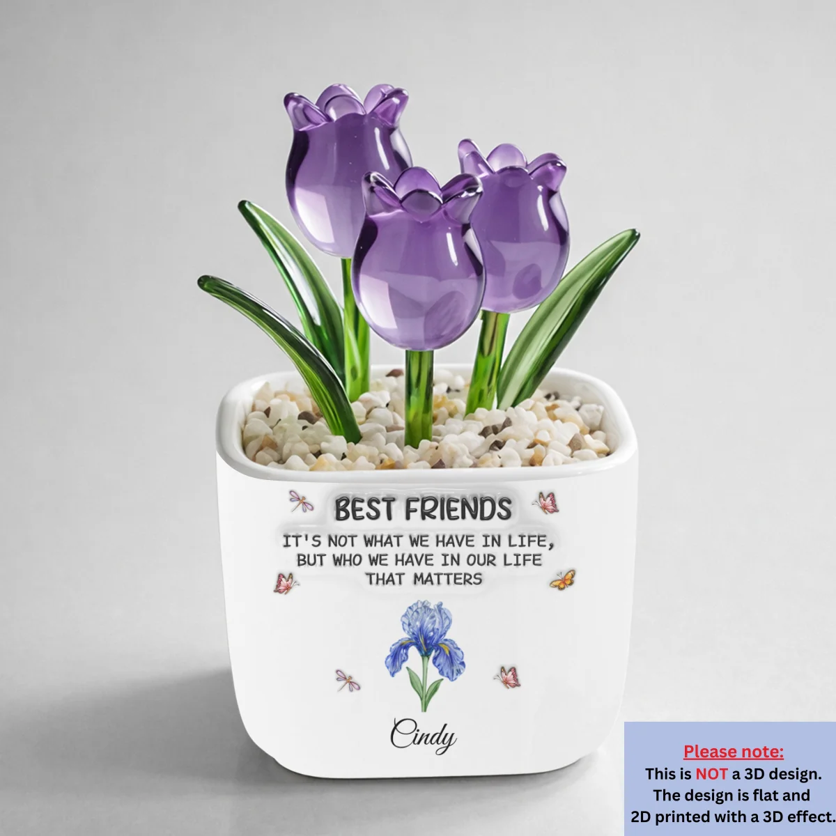 Best Friends - Personalized Custom  3D Inflated Effect Glass Everlasting Tulips - Image 9