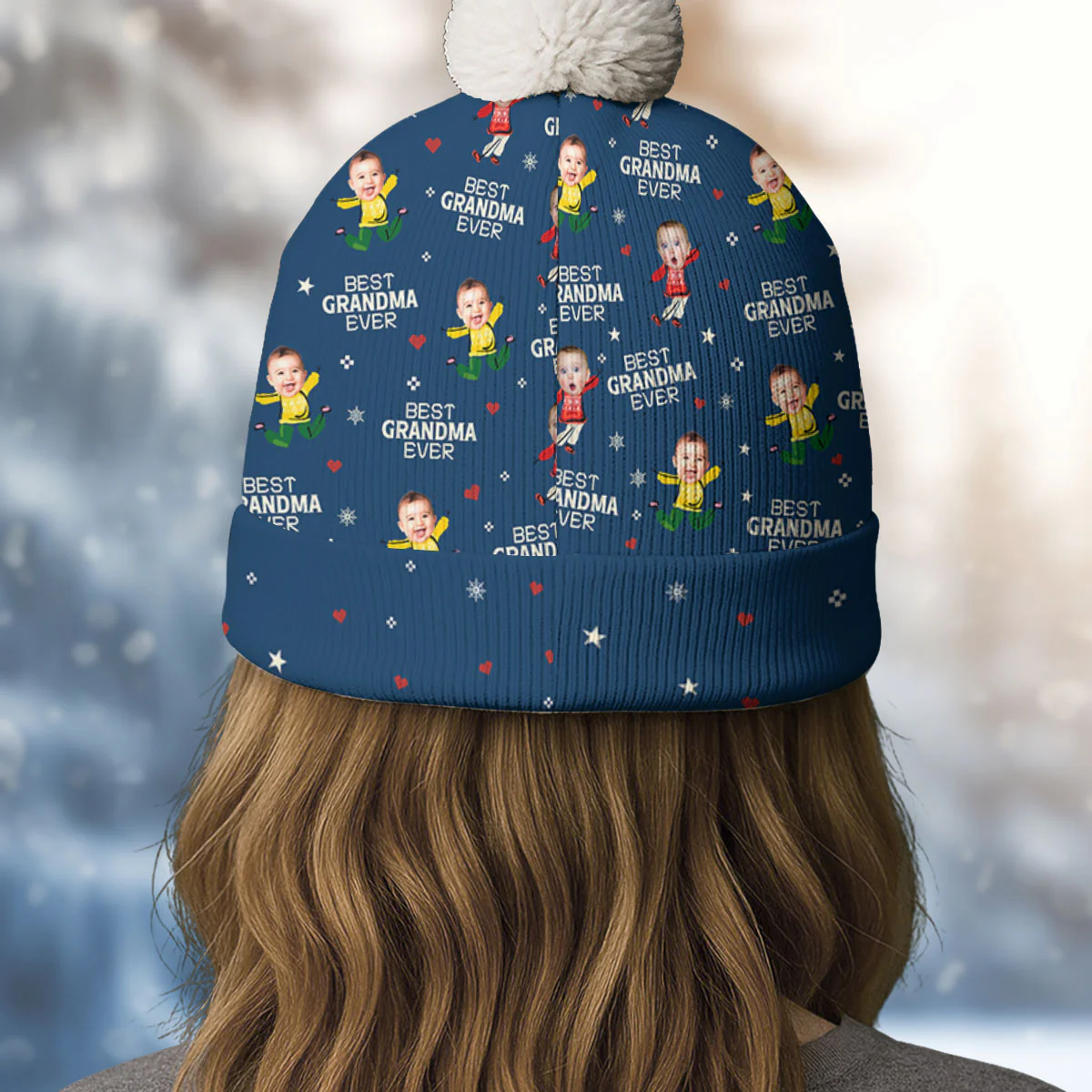 Best Grandma - Personalized Custom Bobble Beanie Hat - Image 3