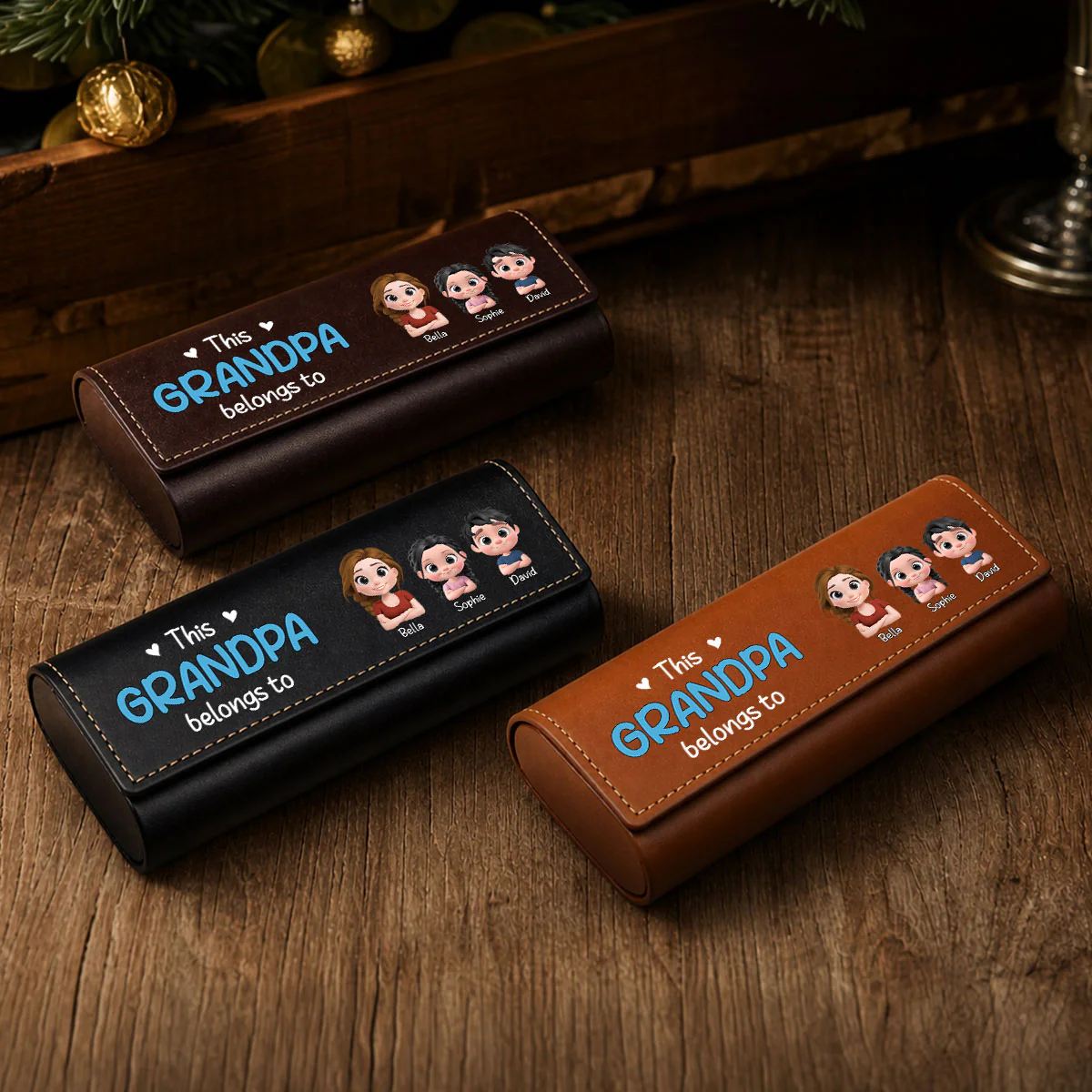 Best Grandpa Ever - Personalized Custom Leather Eyeglass Case - Image 4