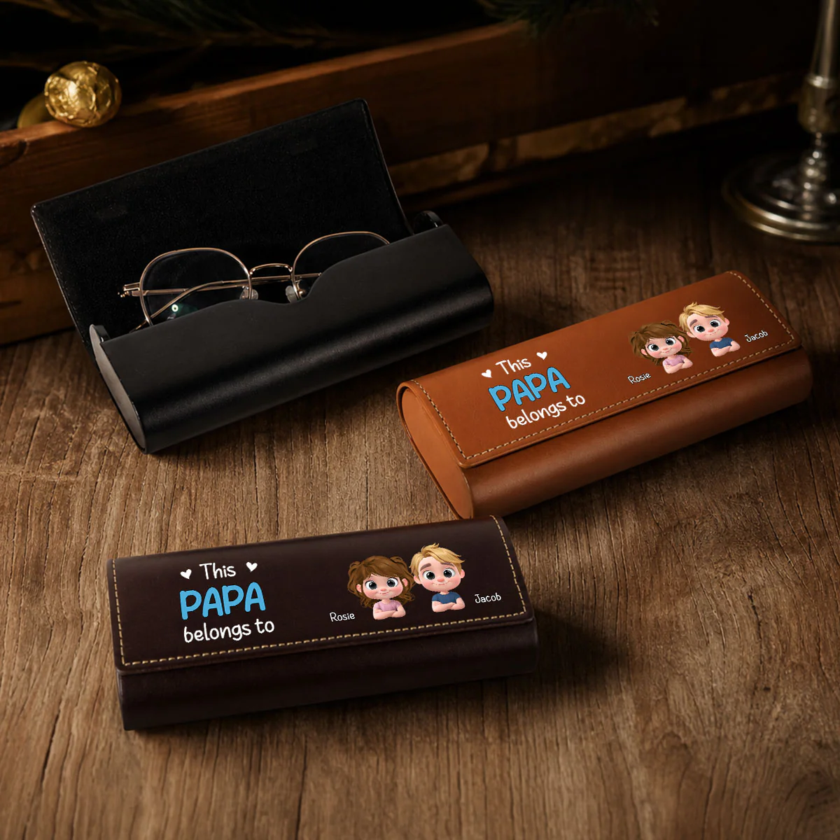 Best Grandpa Ever - Personalized Custom Leather Eyeglass Case - Image 5