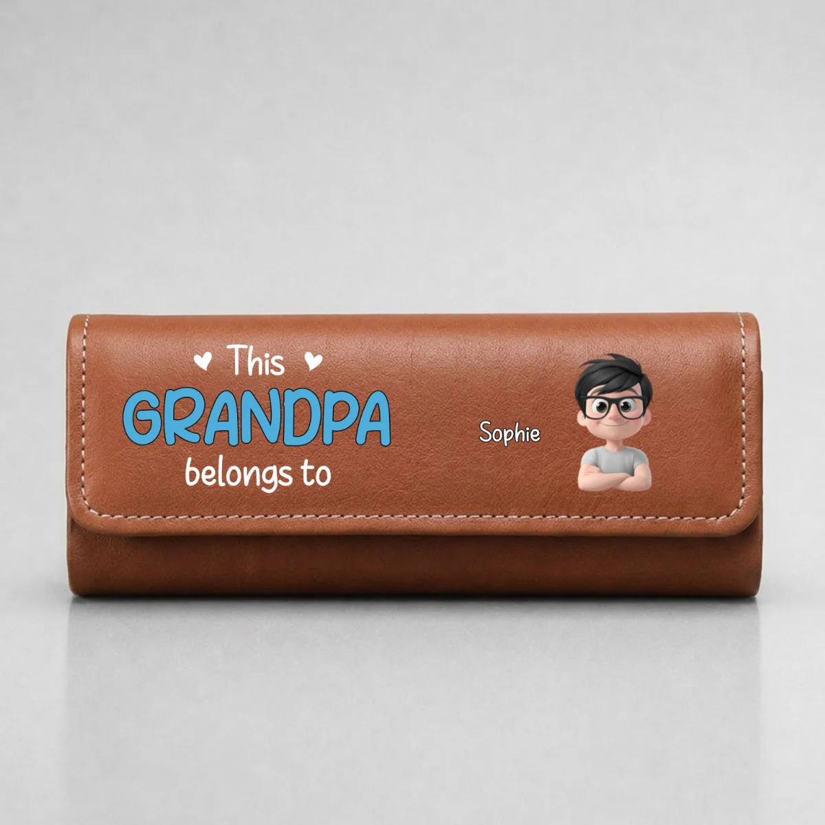 Best Grandpa Ever - Personalized Custom Leather Eyeglass Case - Image 9
