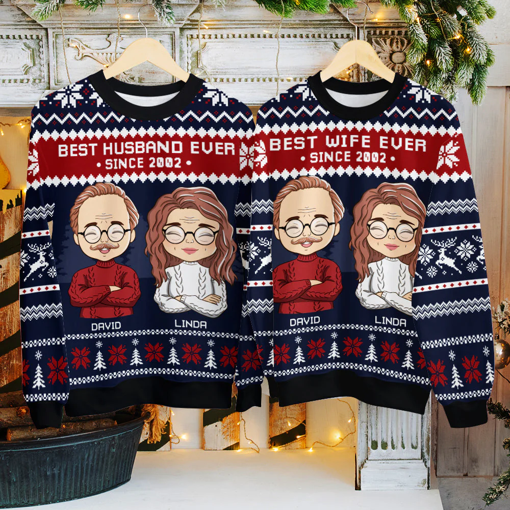 Best Husband/Wife Ever - Personalized Custom All-Over-Print Sweatshirt - Image 4