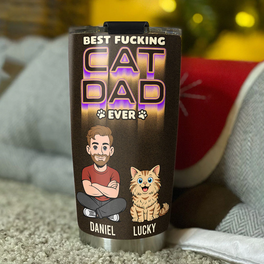 Best Meowing Dad - Personalized Custom Tumbler - Image 3