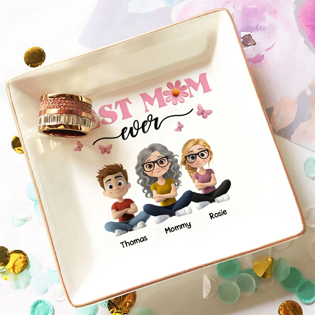 Best Mom Ever - Personalized Custom Jewelry Dish - Image 3