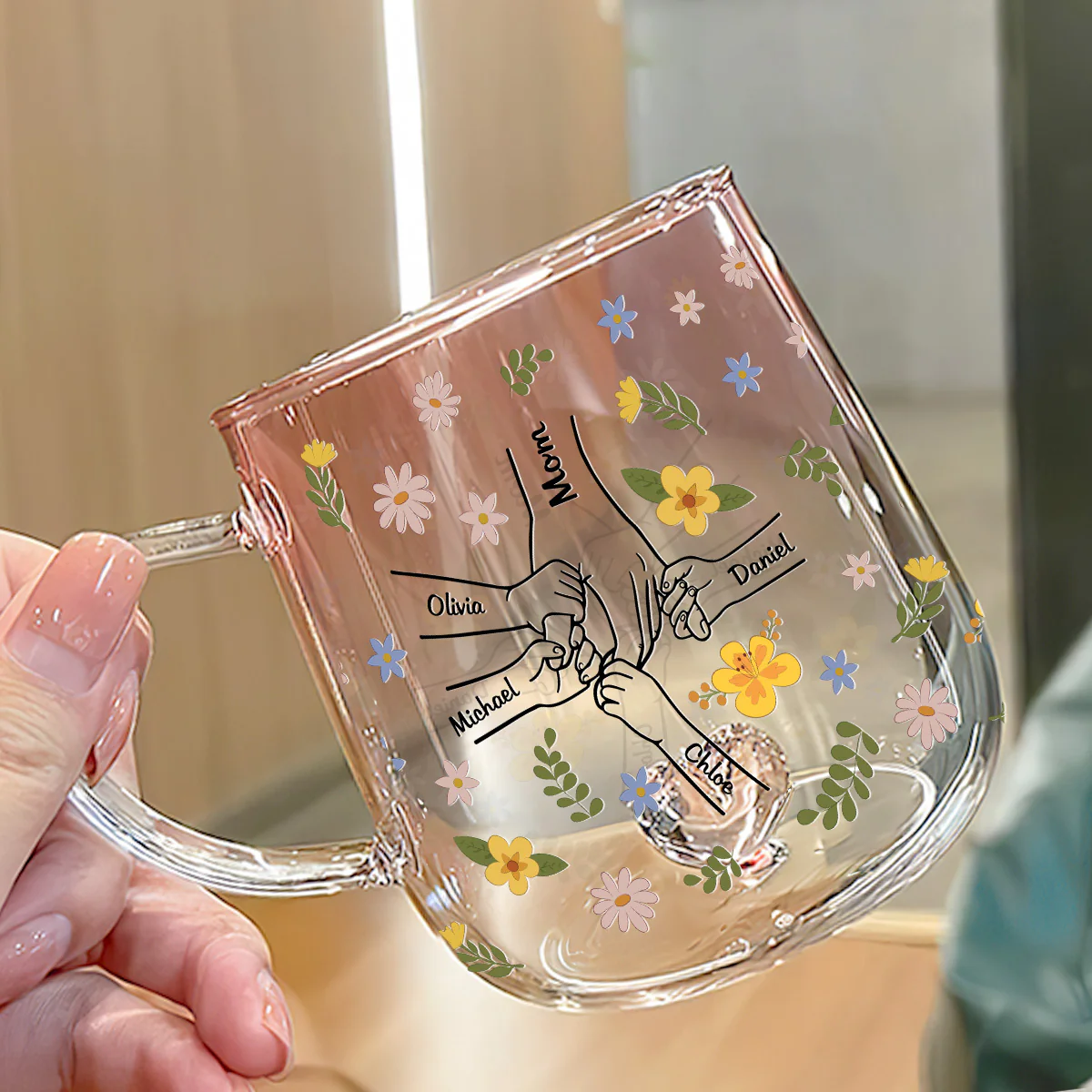 Best Mom Ever - Personalized Custom Pink Gradient Glass Mug - Image 2