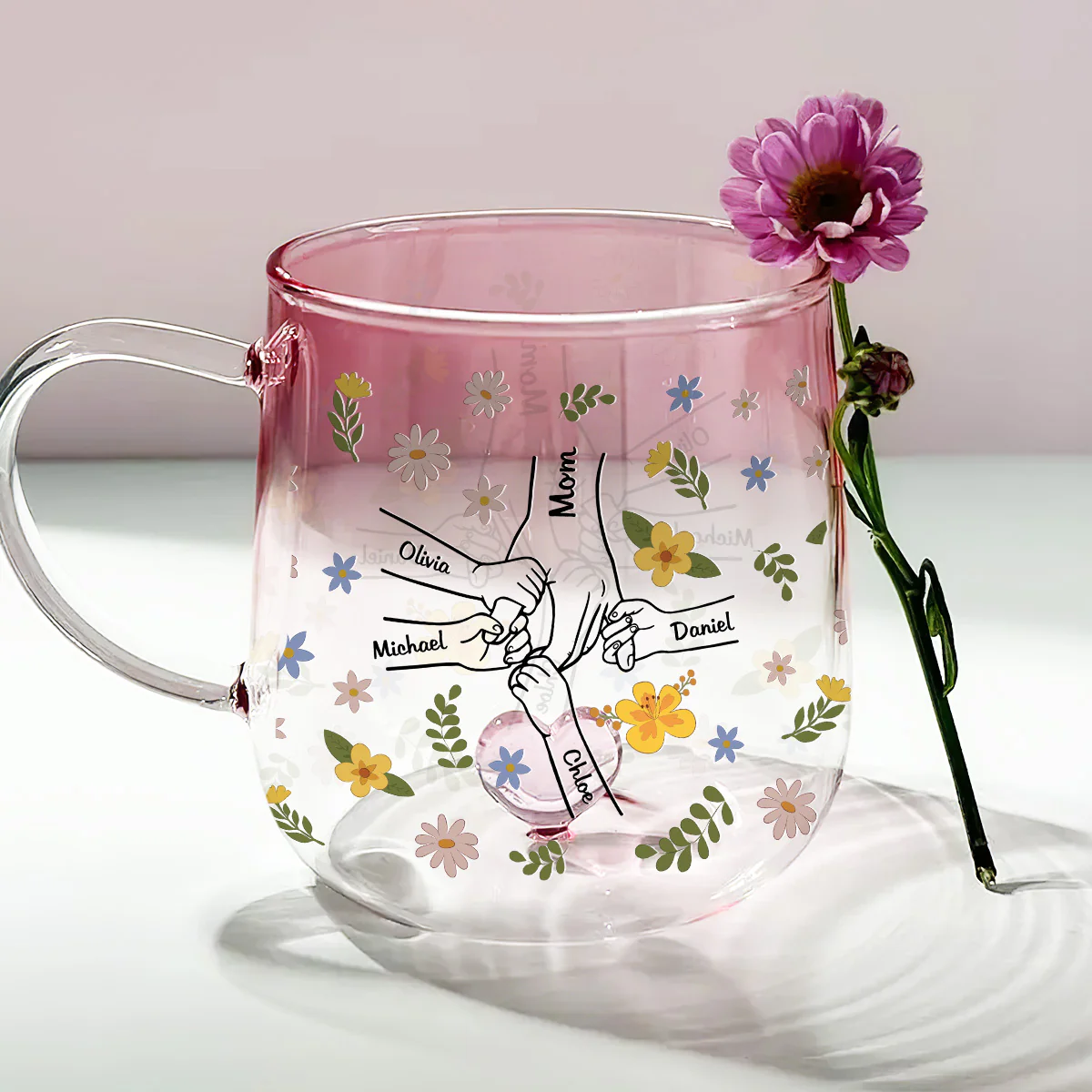 Best Mom Ever - Personalized Custom Pink Gradient Glass Mug - Image 3