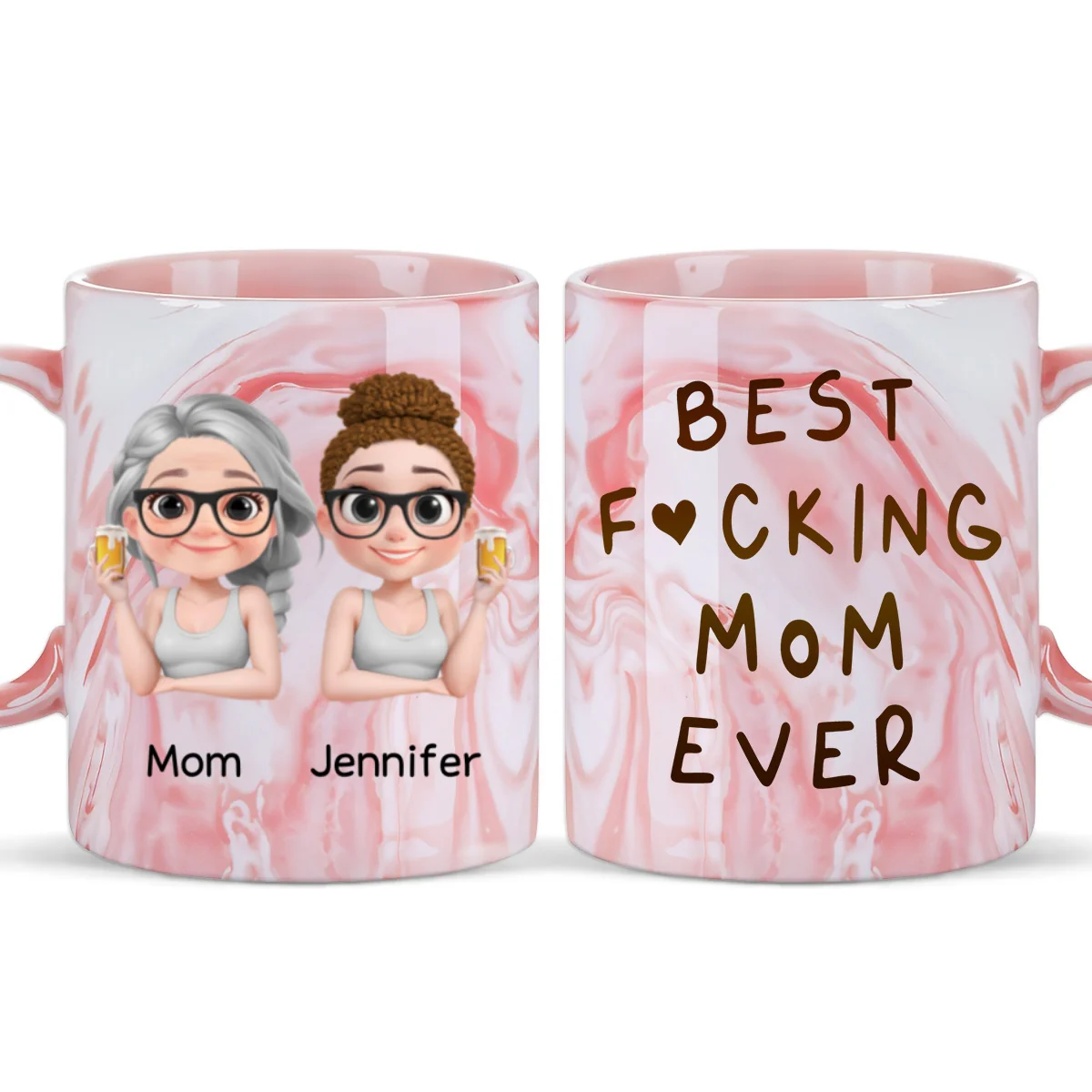 Best Mom Ever - Personalized Custom Pink Marble Mug - Image 4