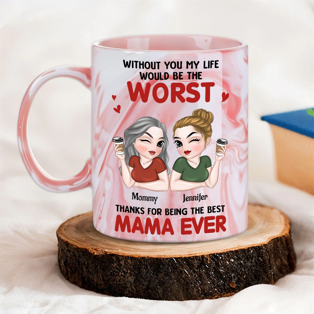 Best Mom Ever - Personalized Custom Pink Marble Mug - Image 4