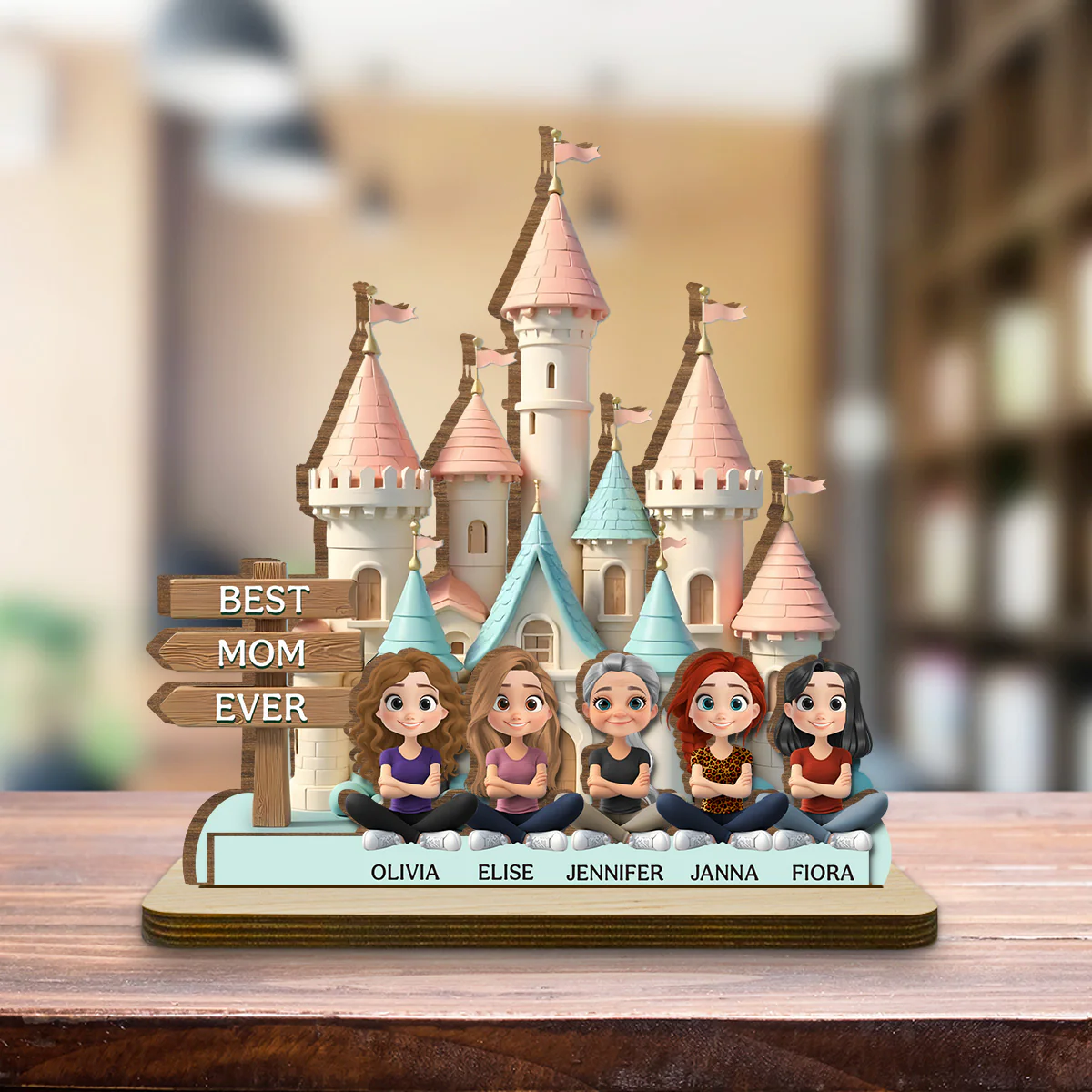 Best Mom Ever Version 2 - Personalized Custom 2-Layer Wood Plaque With Flat Base - Image 3