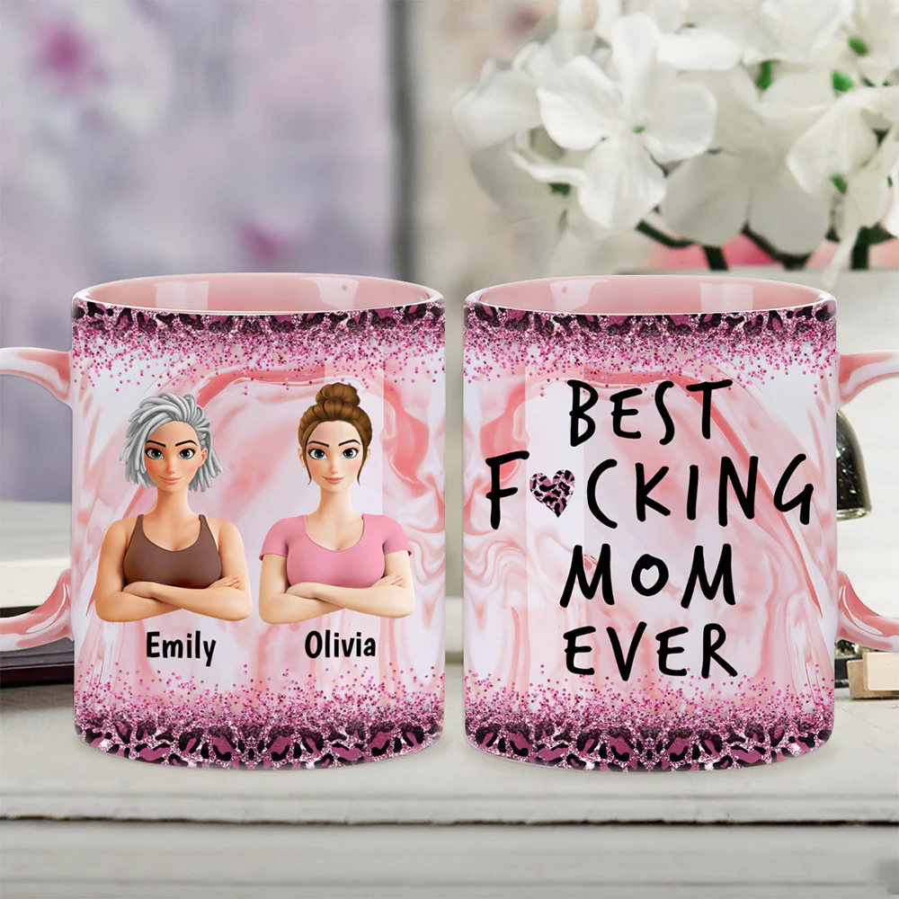 Best Mom Ever Version 2 - Personalized Custom Pink Marble Mug - Image 3