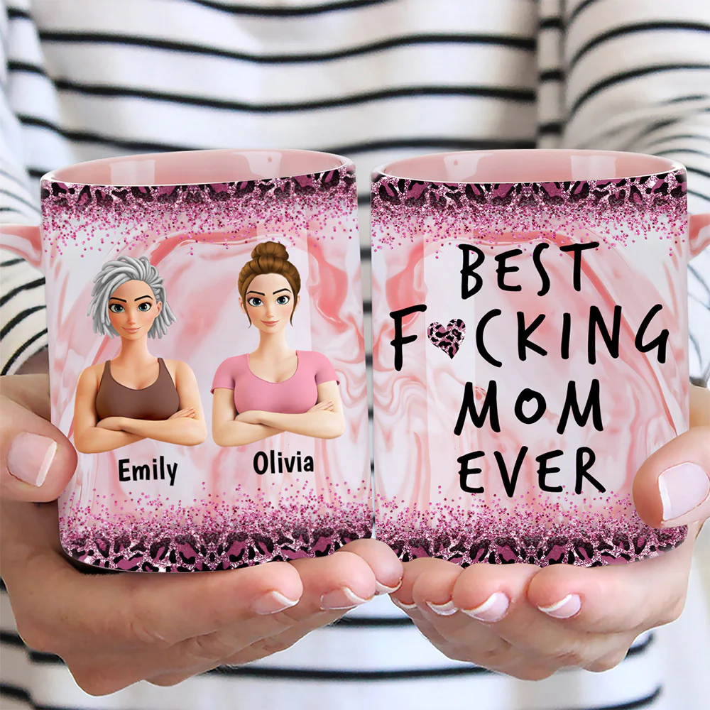 Best Mom Ever Version 2 - Personalized Custom Pink Marble Mug - Image 5