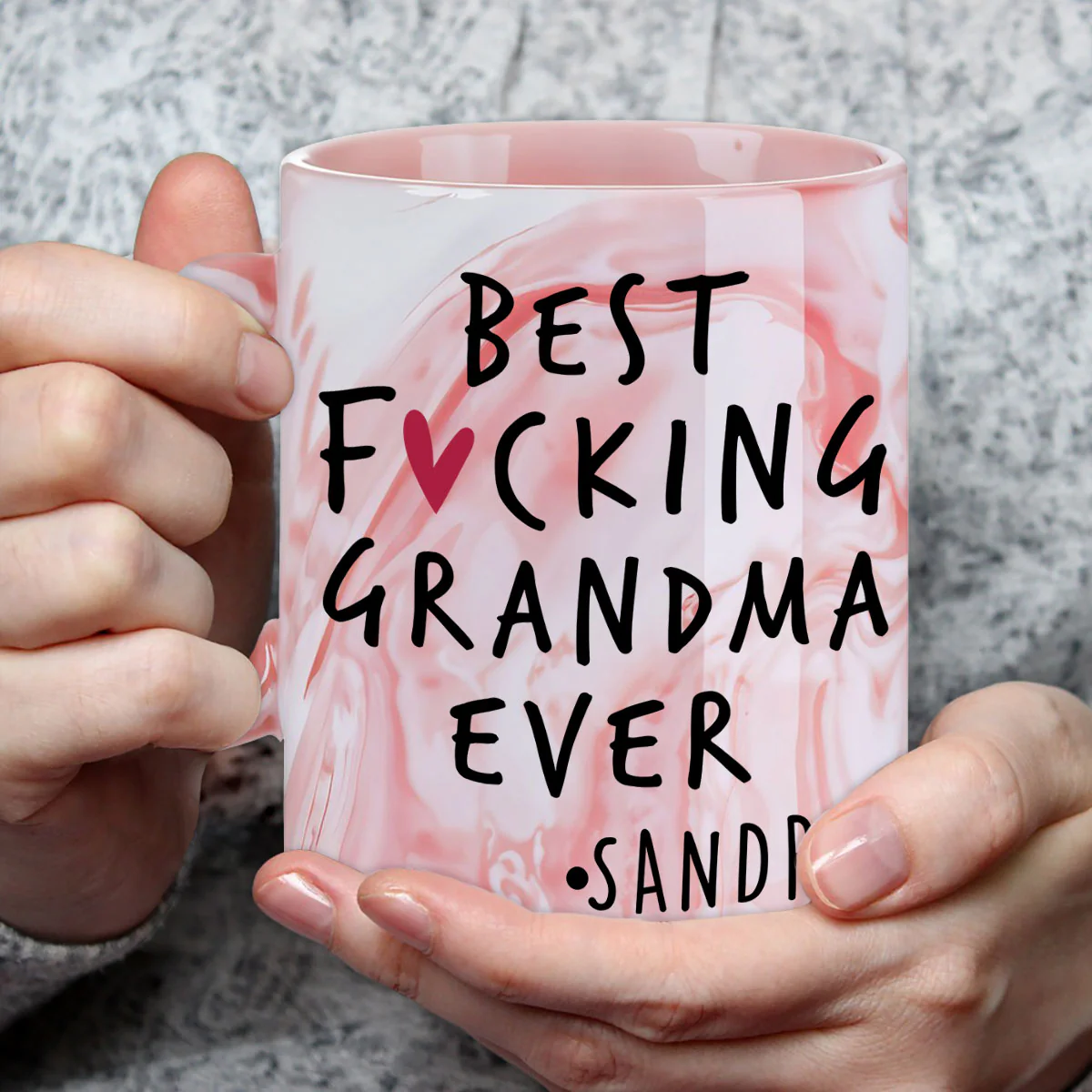 Best Mom Grandma Ever - Personalized Custom Pink Marble Mug - Image 3