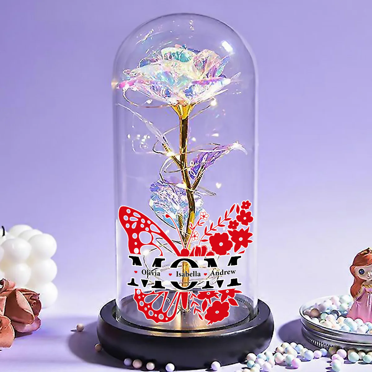 Best Mom - Personalized Custom Sparkly Rose - Image 3