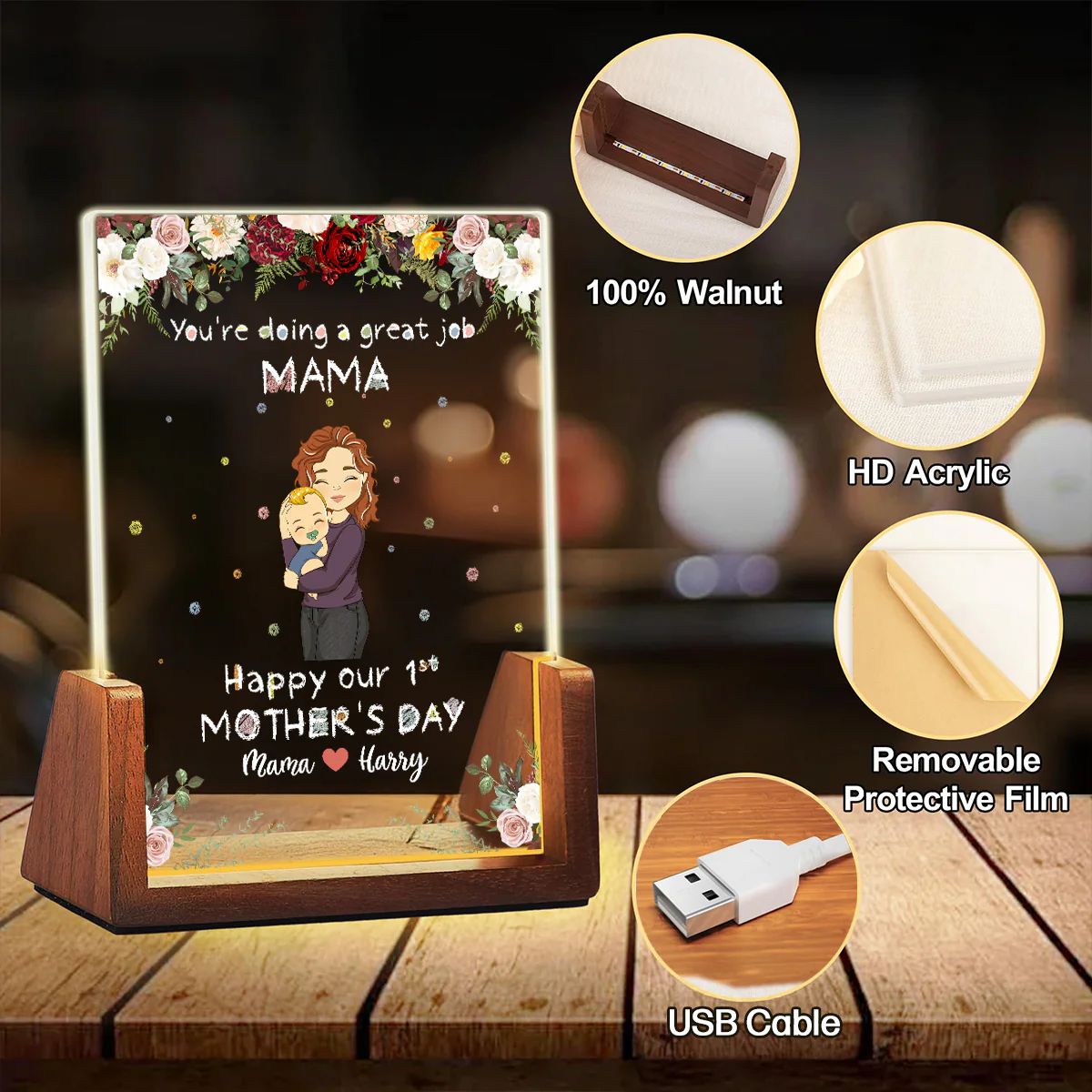 Best Mommy - Personalized Custom Plaque With Walnut Base - Image 6