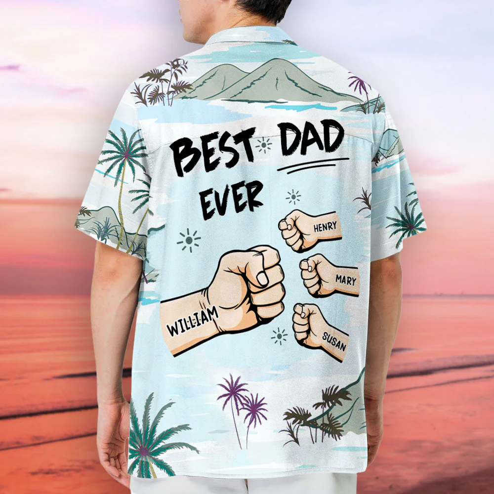 Best Papa Ever Ever - Personalized Custom Hawaiian Shirt - Image 3