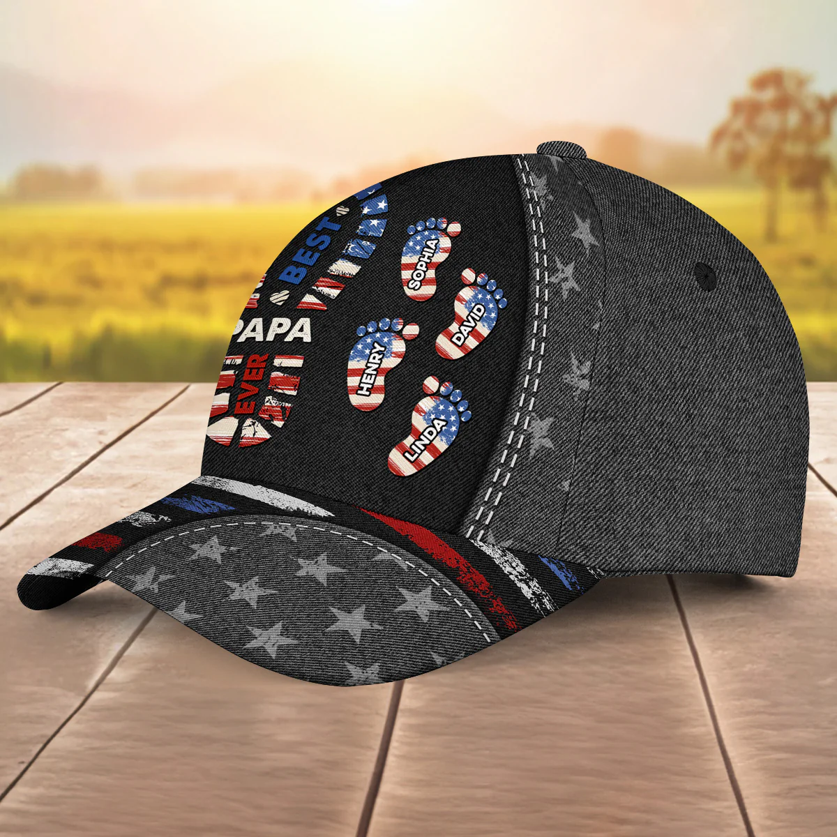 Best Papa Ever Version 2 - Personalized Custom Classic Cap - Image 2