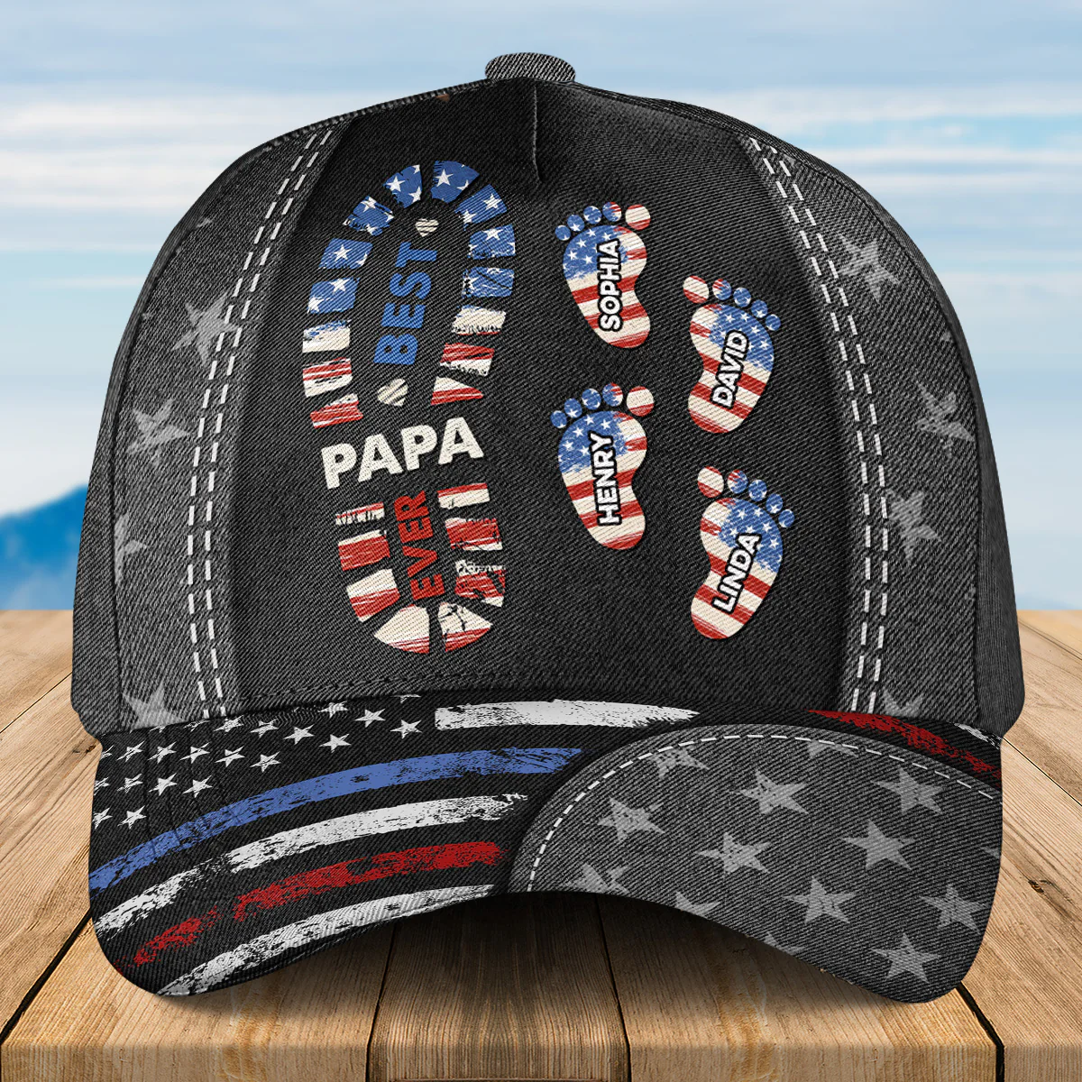 Best Papa Ever Version 2 - Personalized Custom Classic Cap - Image 4