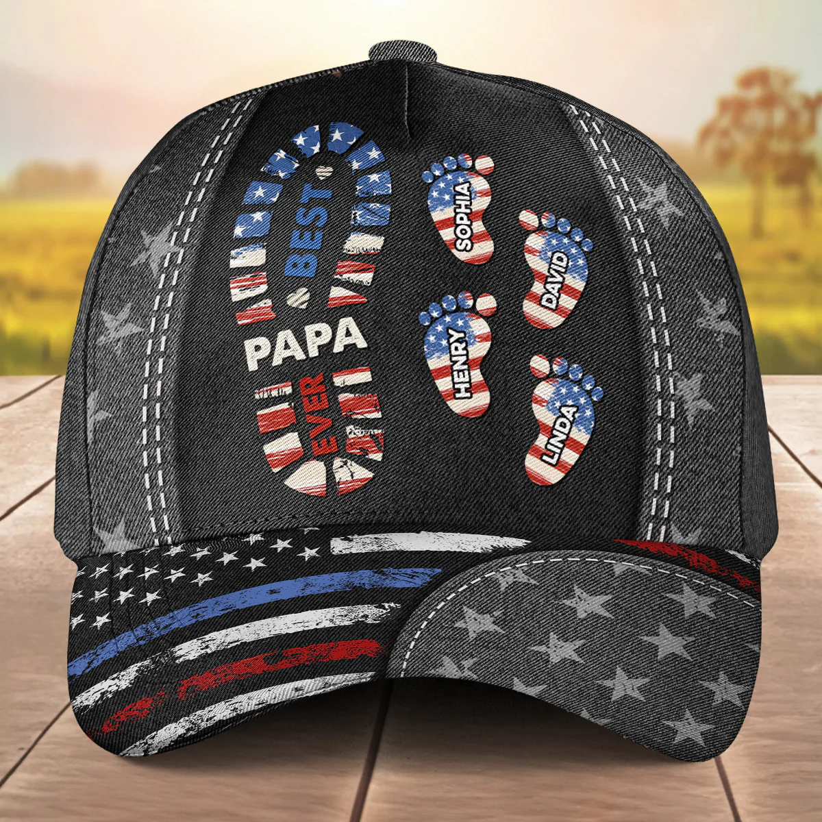 Best Papa Ever Version 2 - Personalized Custom Classic Cap - Image 5