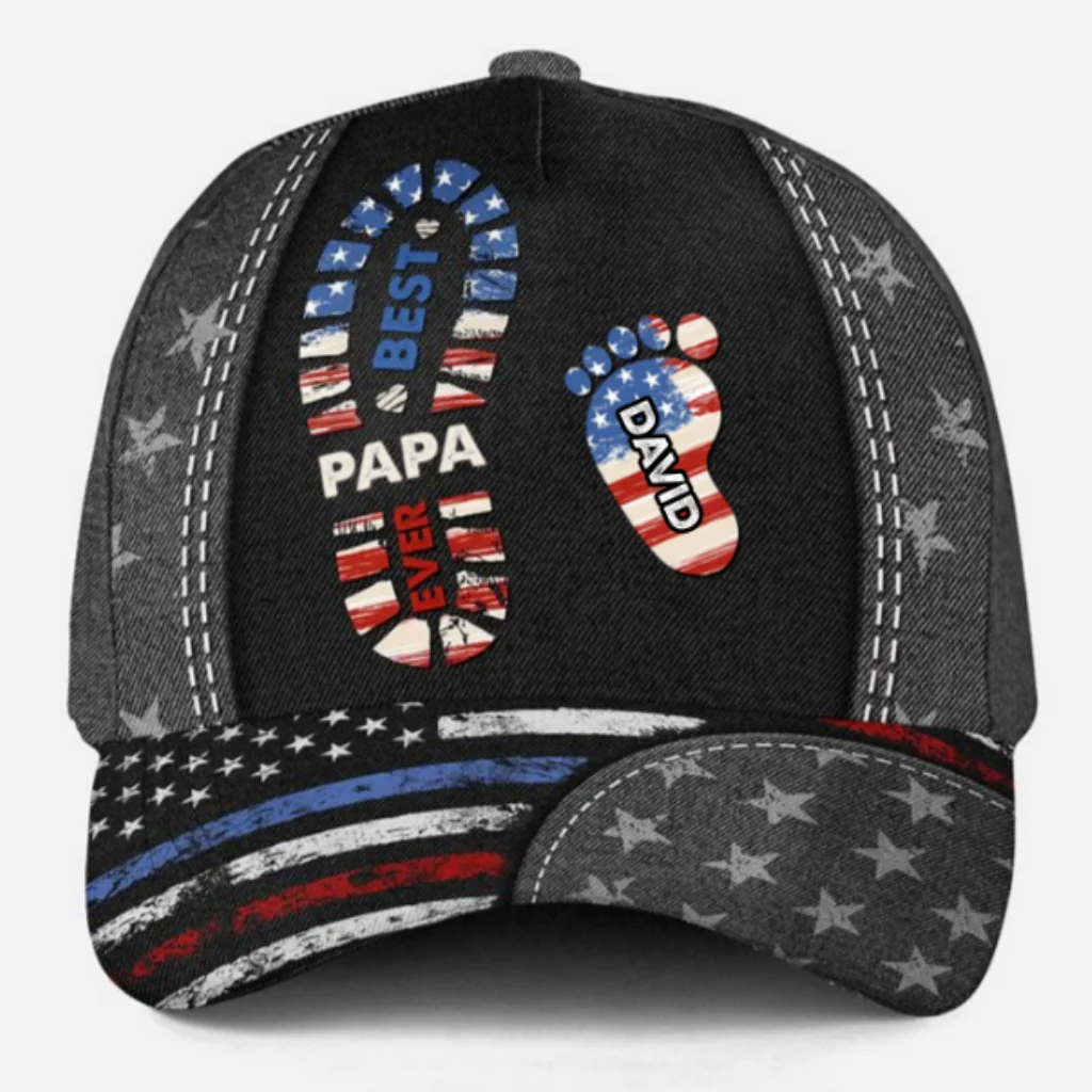 Best Papa Ever Version 2 - Personalized Custom Classic Cap - Image 7