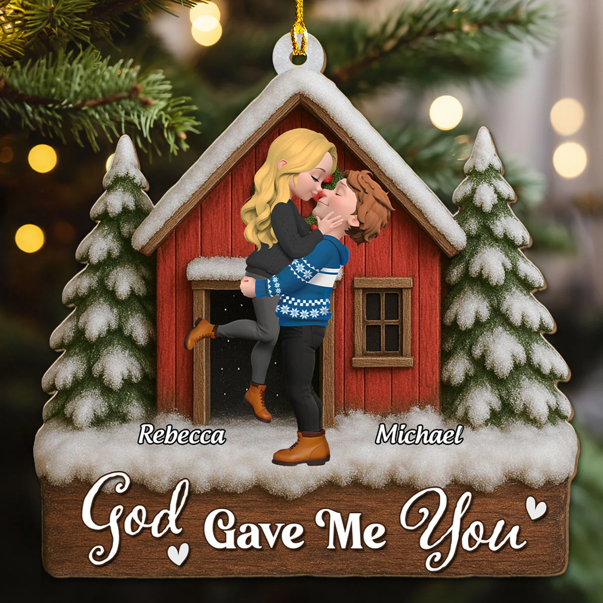 Best Present God Ever Gave Me - Personalized Custom 3D Wood Ornament