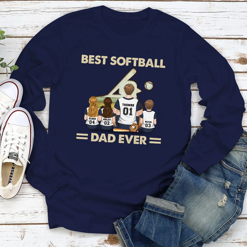 Best Softball Dad Ever - Personalized Custom Shirt - Image 5