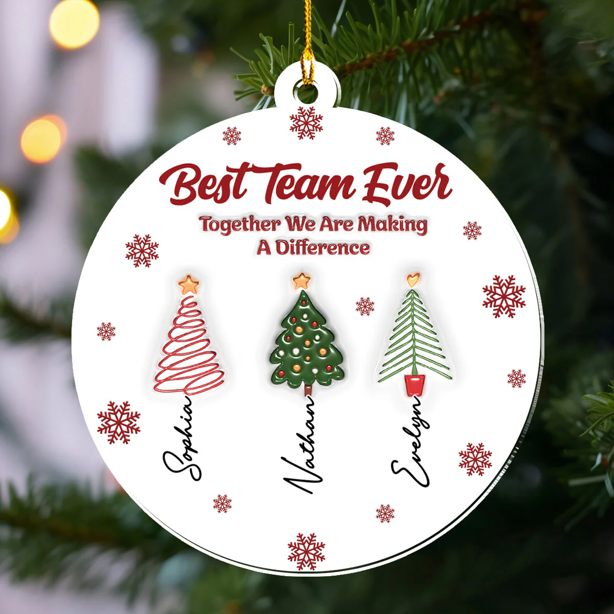 Best Team Ever Coworkers - Personalized Custom 3D Inflated Effect Acrylic Ornament - Image 2