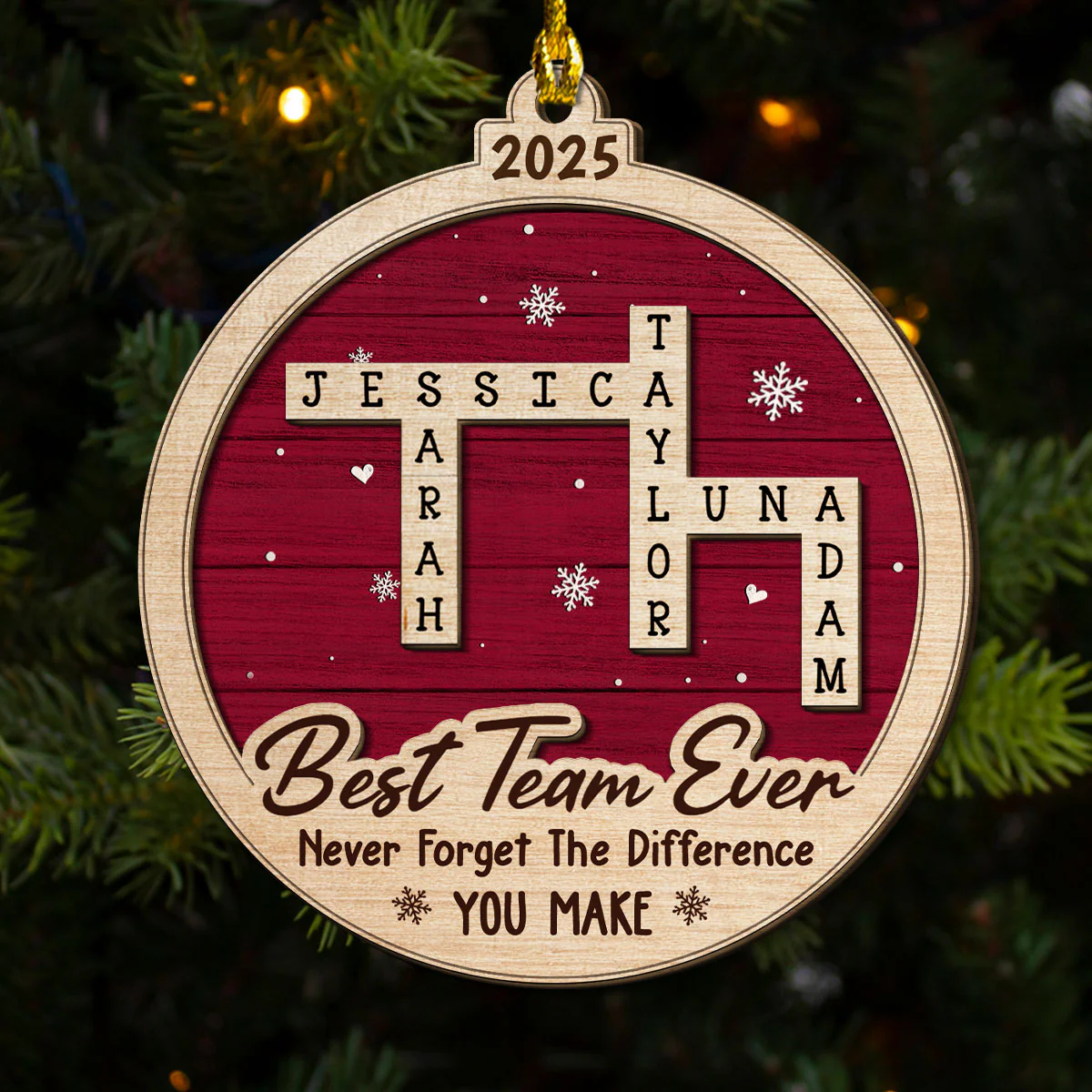 Best Team Ever Scrabble - Personalized Custom 2-layered Wood Ornament