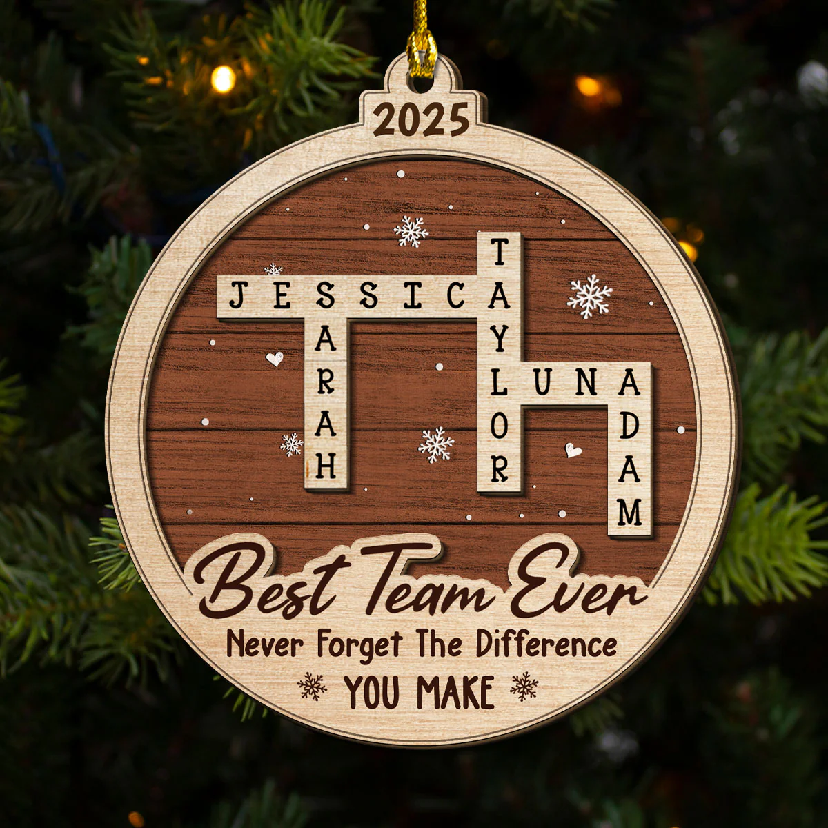 Best Team Ever Scrabble - Personalized Custom 2-layered Wood Ornament - Image 2