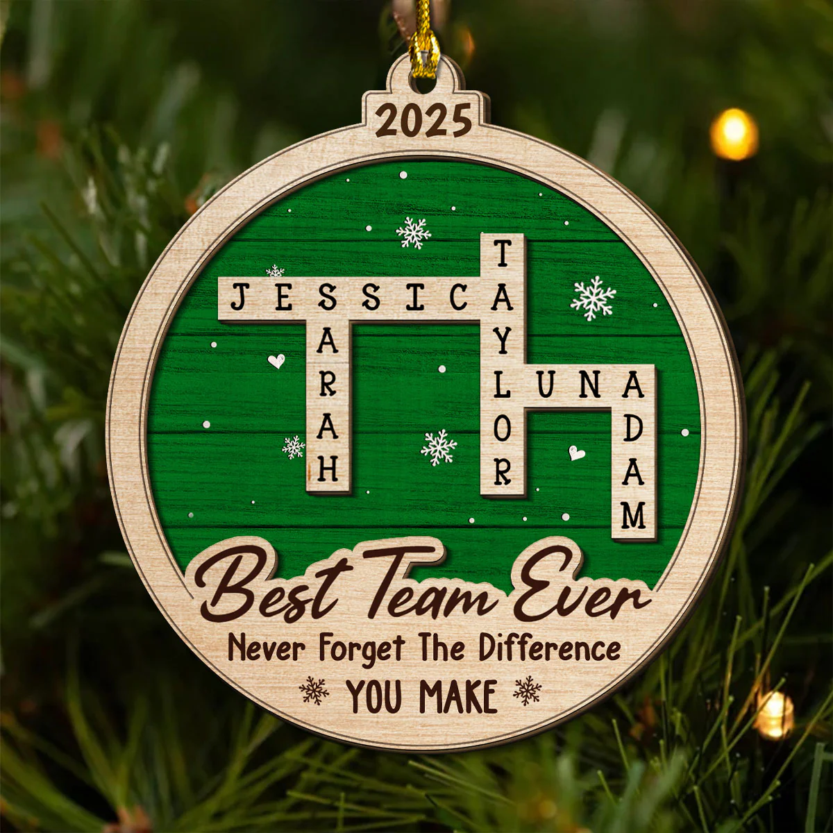Best Team Ever Scrabble - Personalized Custom 2-layered Wood Ornament - Image 3