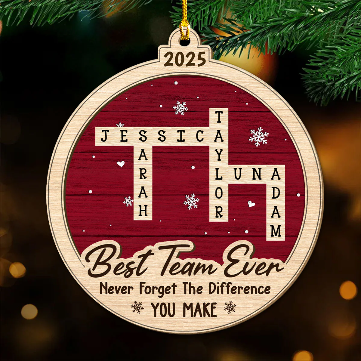Best Team Ever Scrabble - Personalized Custom Wood Ornament - Image 4