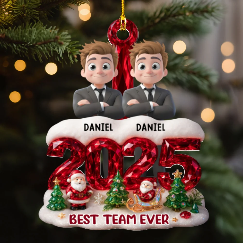 Best Team Work Besties - Personalized Custom Acrylic Ornament - Image 6