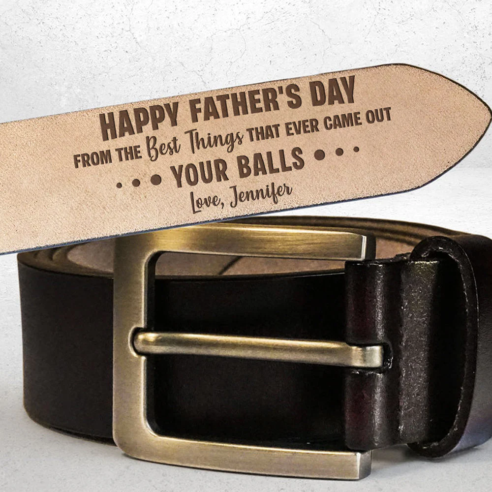 Best Thing From your Balls - Personalized Engraved Leather Belt - Image 2