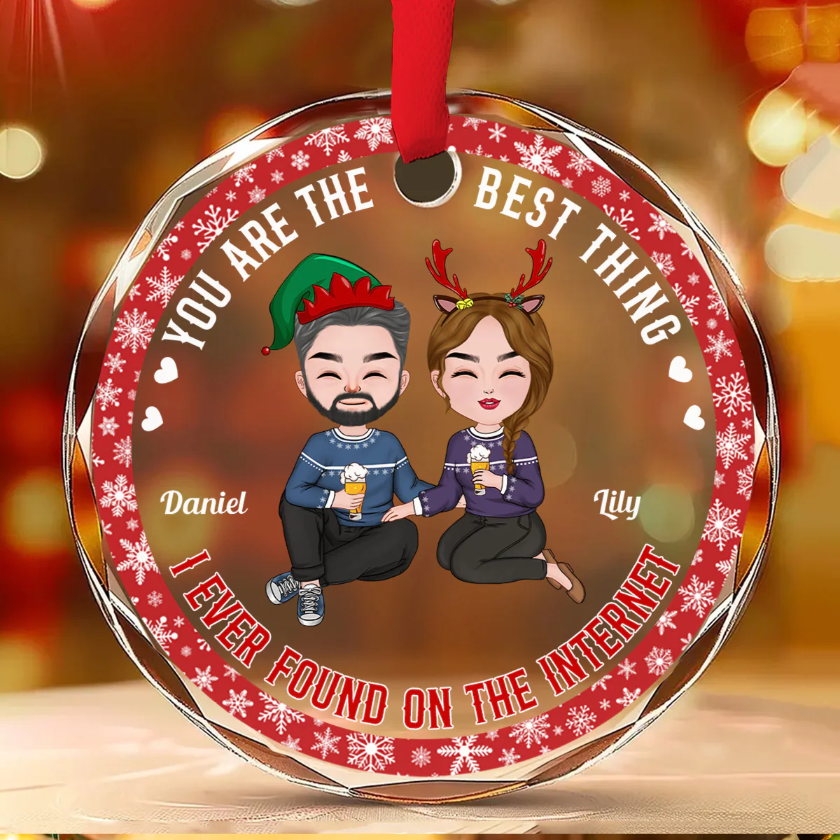 Best Thing I've Ever Found On The Internet - Personalized Custom Glass Ornament - Image 2