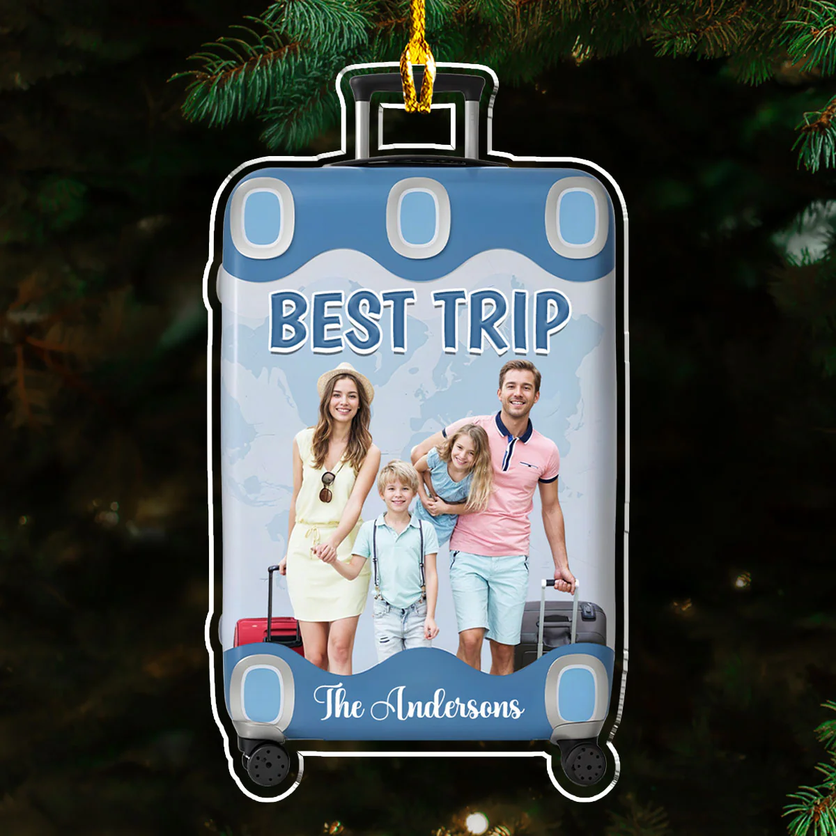 Best Trip Luggage Shape - Personalized Custom Acrylic Ornament - Image 3
