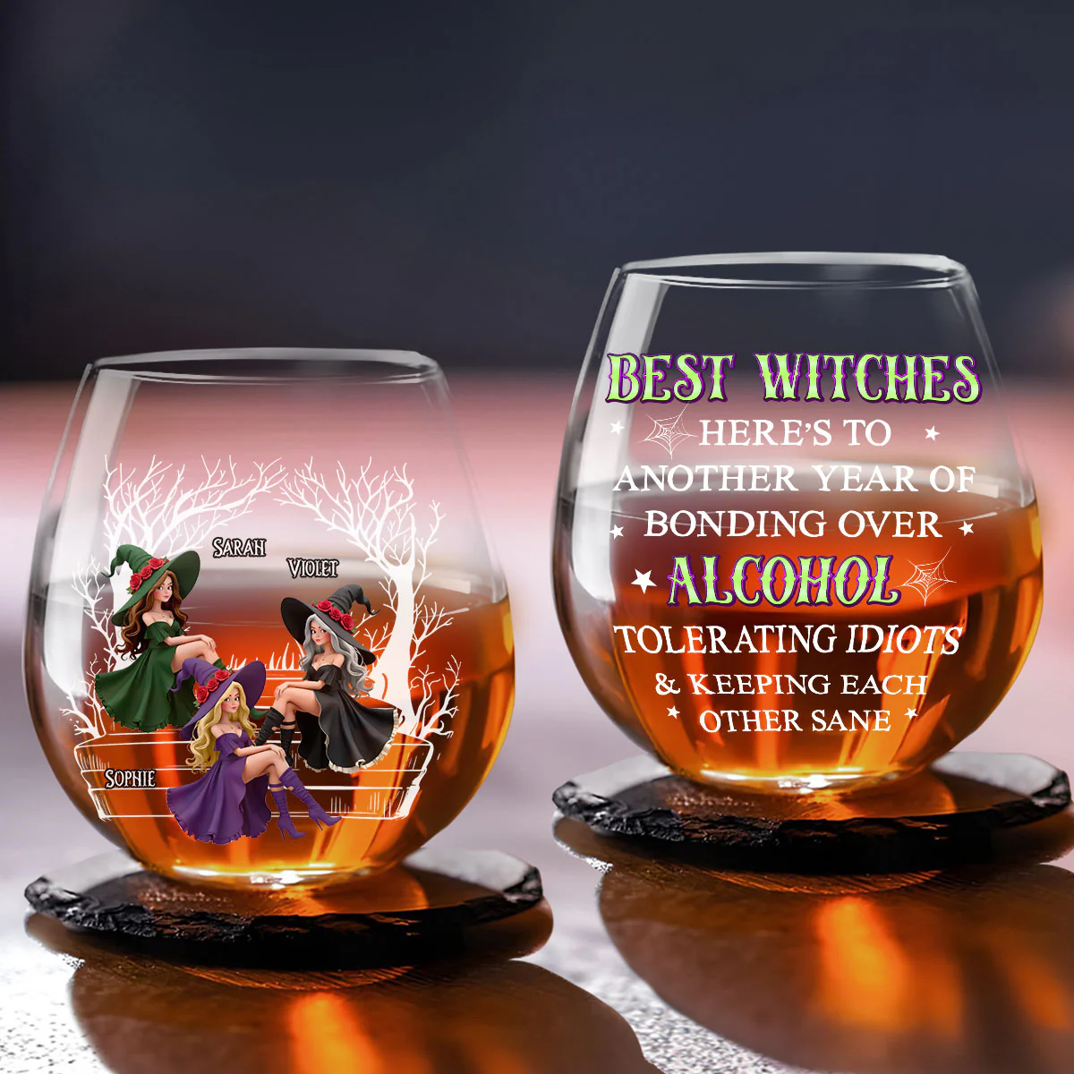 Best Witches Drink - Personalized Custom Wine Glass - Image 5