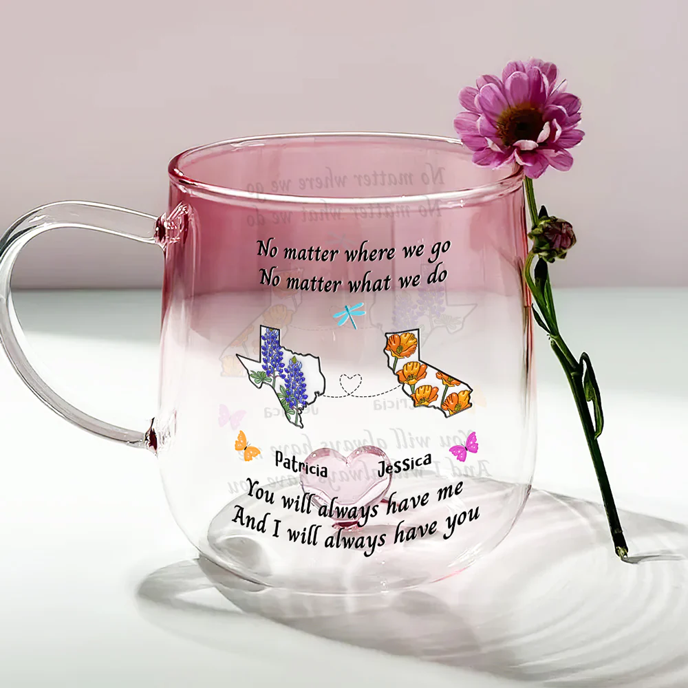 Bestie Always Have You - Personalized Custom Pink Gradient Glass Mug - Image 2
