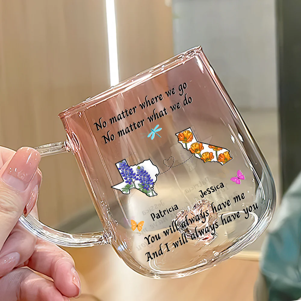 Bestie Always Have You - Personalized Custom Pink Gradient Glass Mug - Image 3