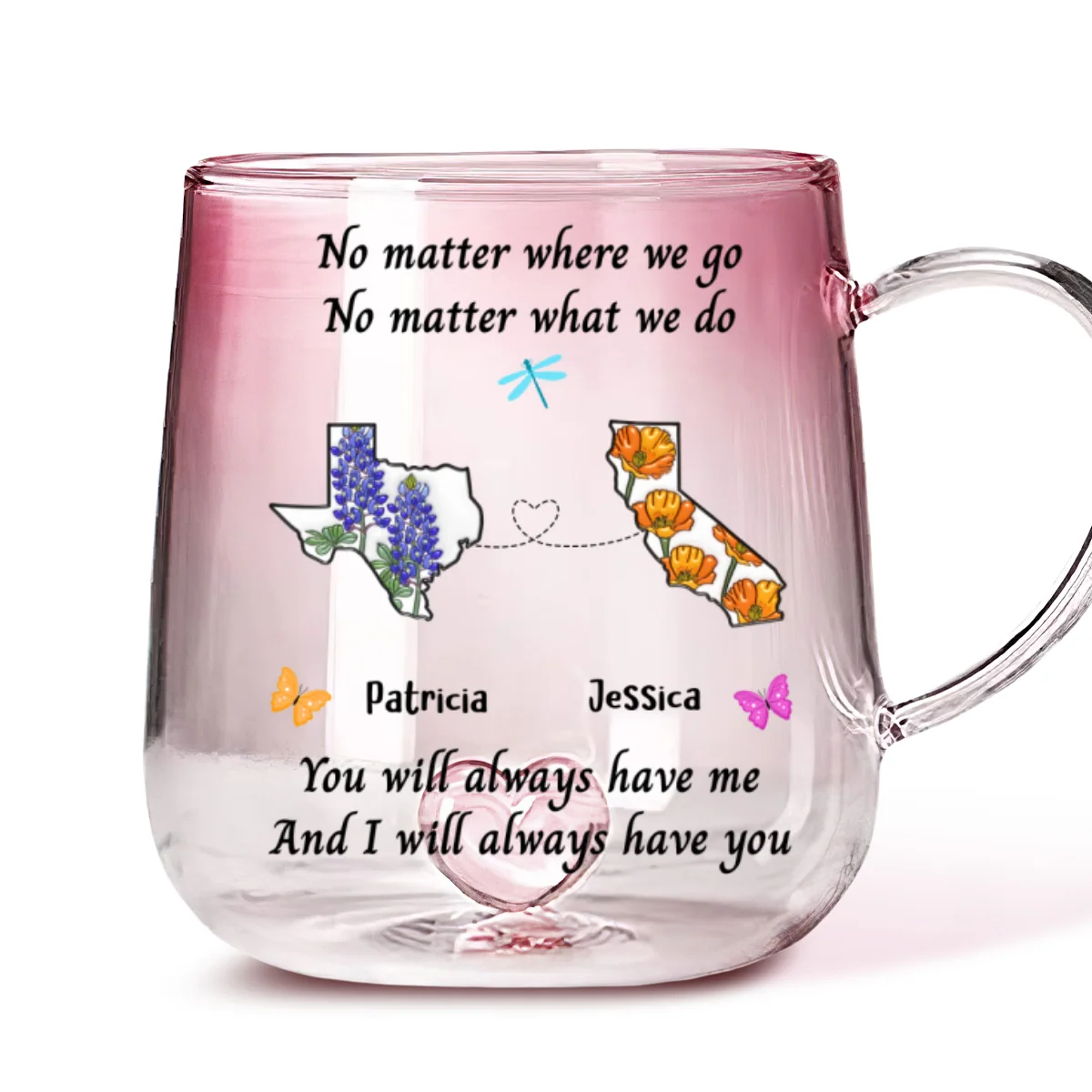 Bestie Always Have You - Personalized Custom Pink Gradient Glass Mug - Image 5