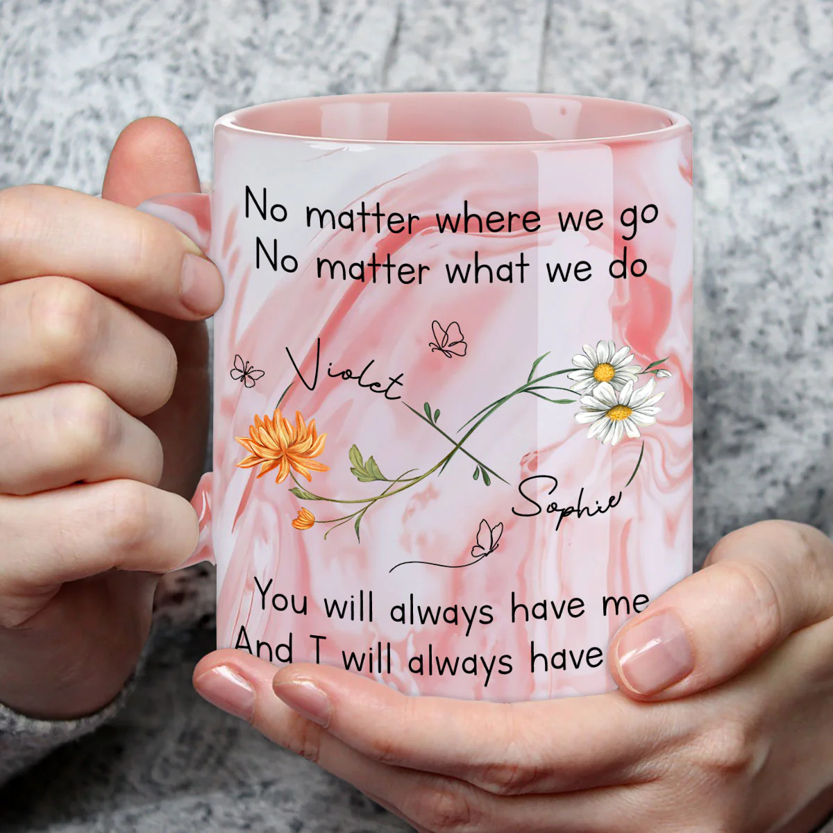 Bestie Always Have You - Personalized Custom Pink Marble Mug - Image 3