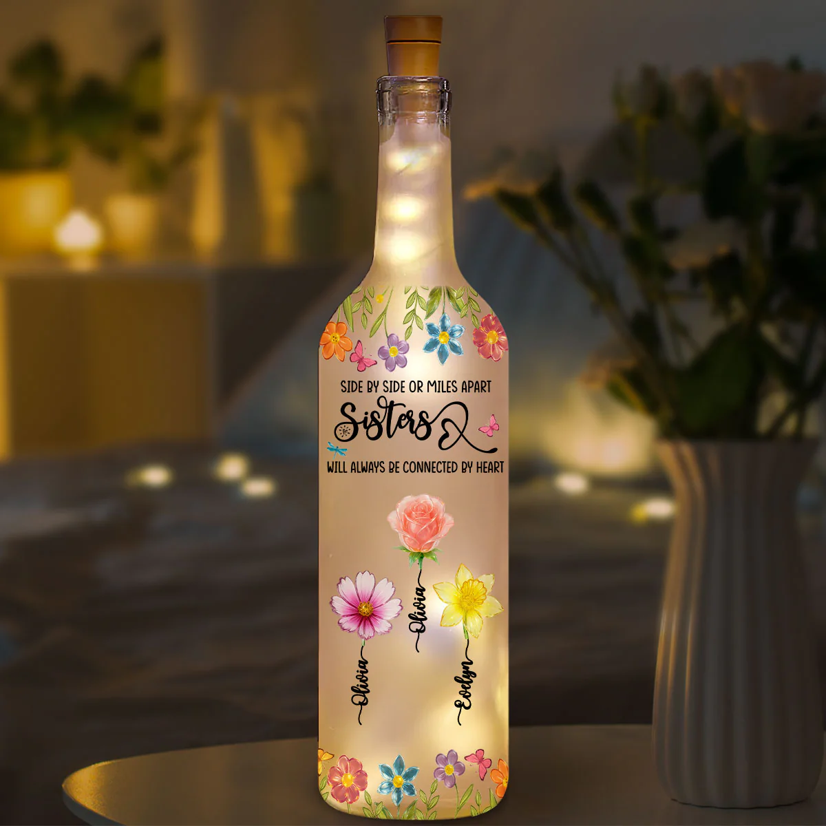 Bestie Blossoms - Personalized Custom Bottle Lamp - Image 2