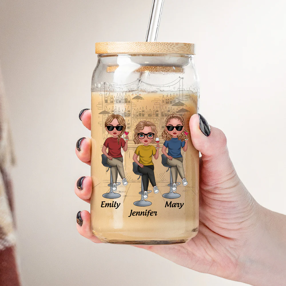 Bestie Check - Personalized Custom Glass Can - Image 4