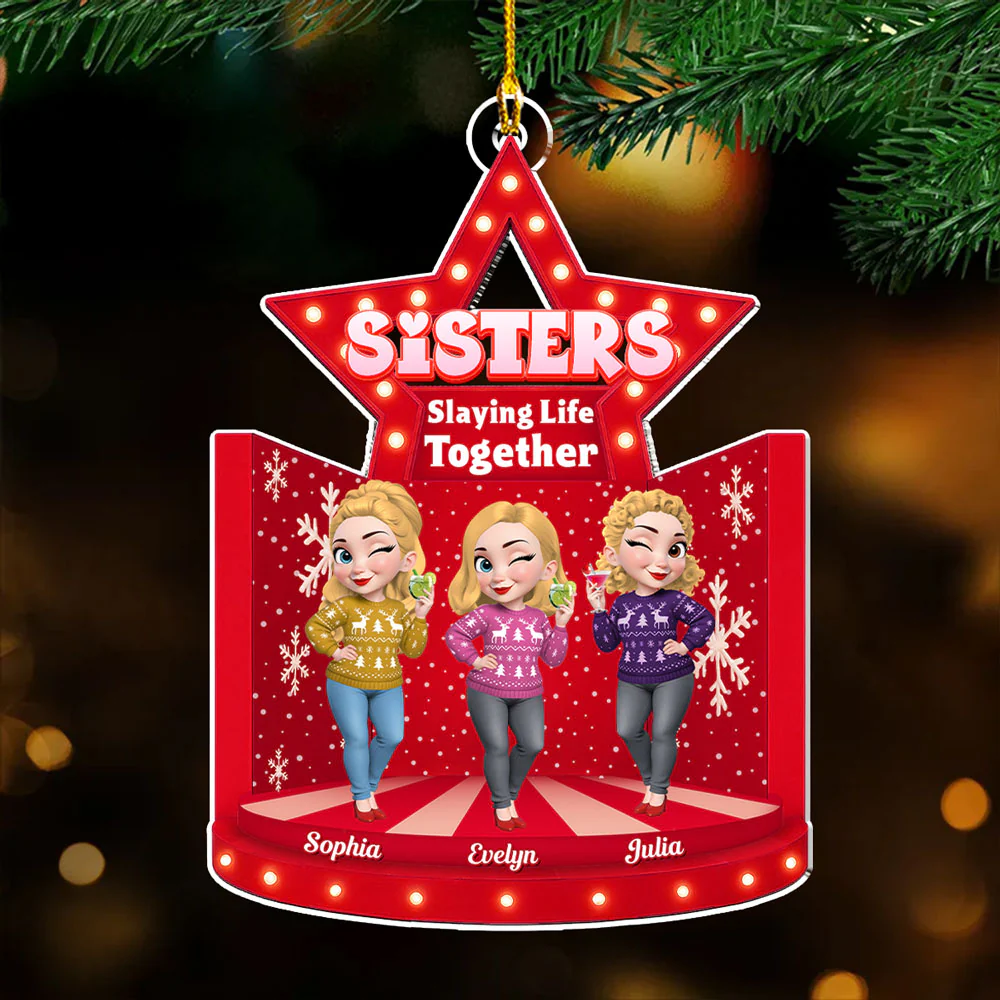 Bestie Claus Is Coming To Town - Personalized Custom Acrylic Ornament - Image 3