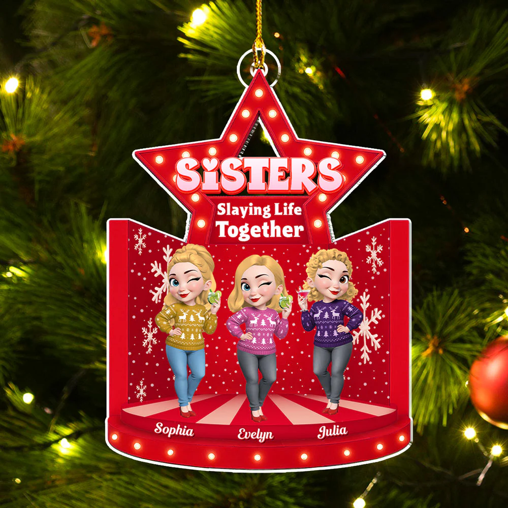 Bestie Claus Is Coming To Town - Personalized Custom Acrylic Ornament - Image 4