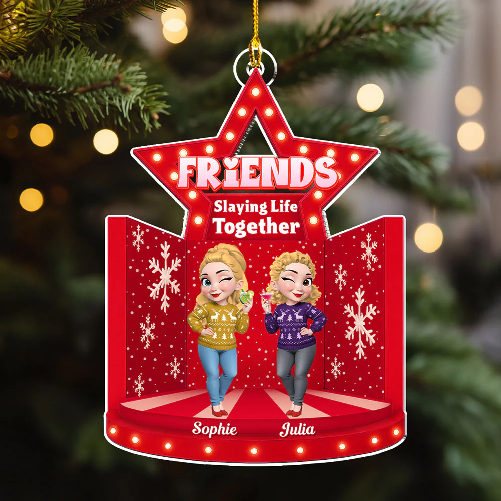 Bestie Claus Is Coming To Town - Personalized Custom Acrylic Ornament - Image 5
