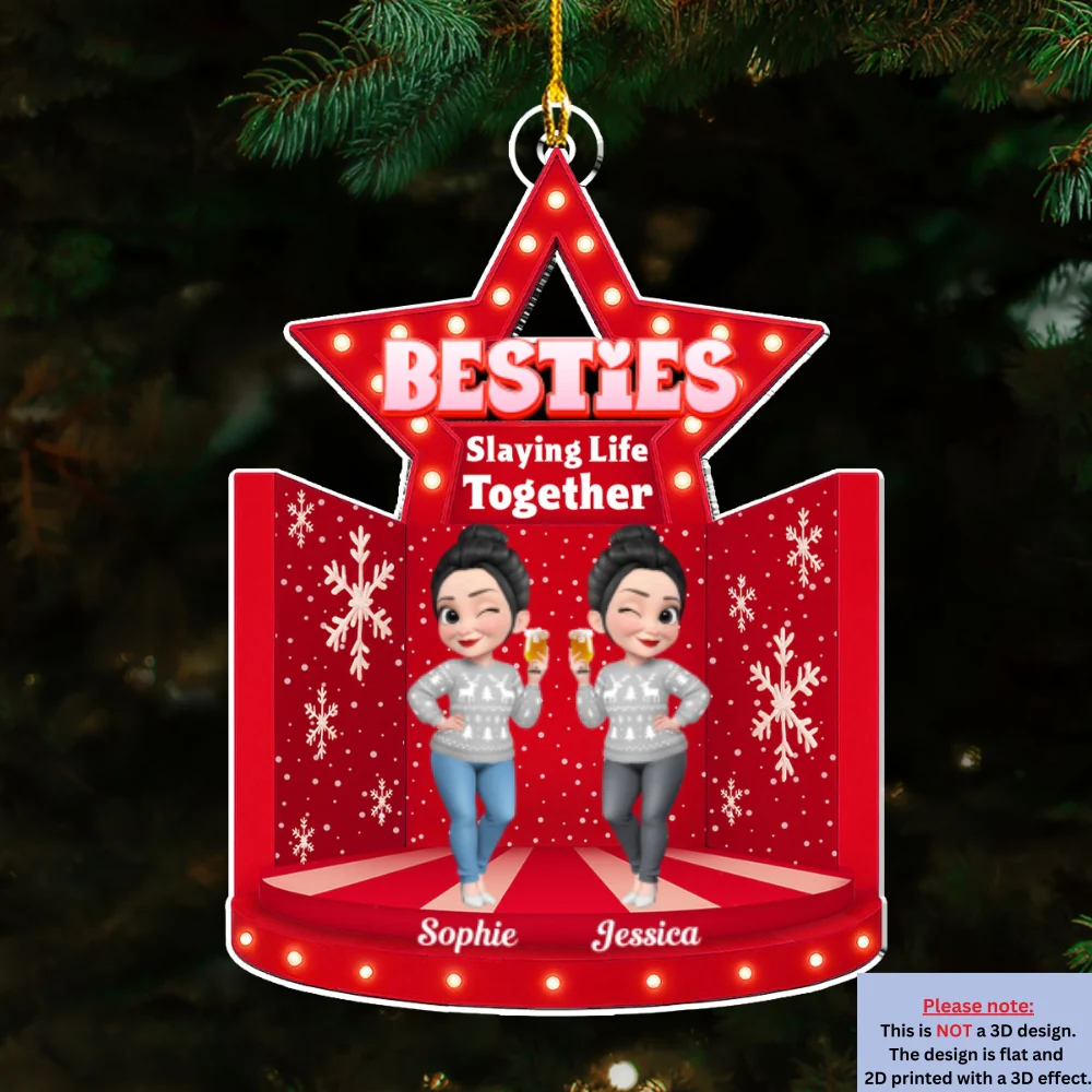 Bestie Claus Is Coming To Town - Personalized Custom Acrylic Ornament - Image 7