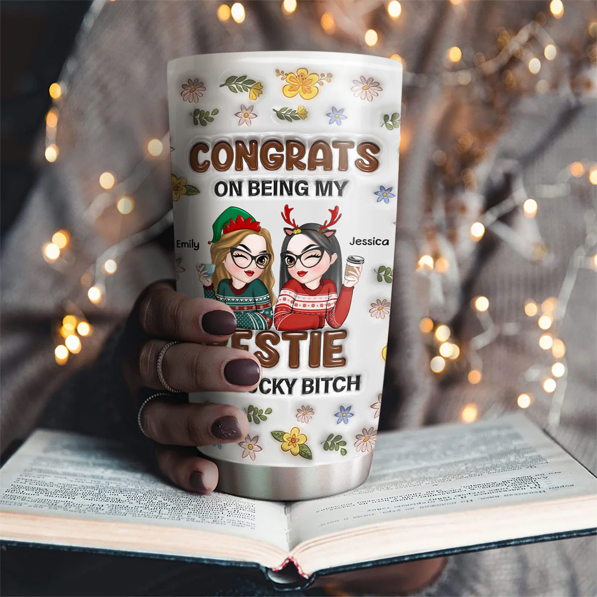 Bestie Congrats - Personalized Custom 3D Inflated Effect Tumbler - Image 2