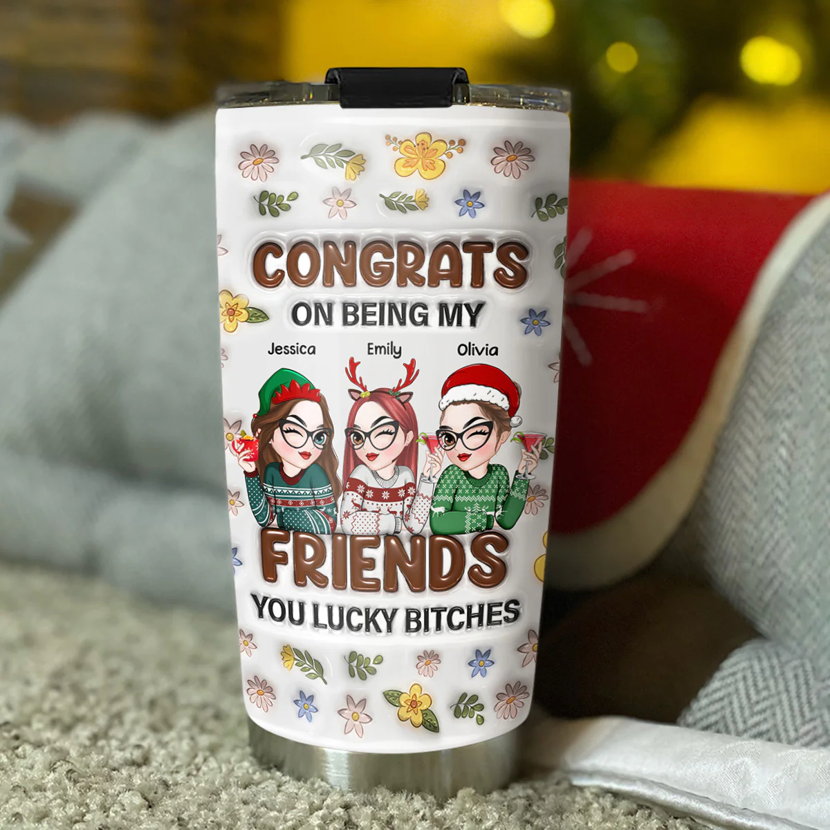 Bestie Congrats - Personalized Custom 3D Inflated Effect Tumbler - Image 3