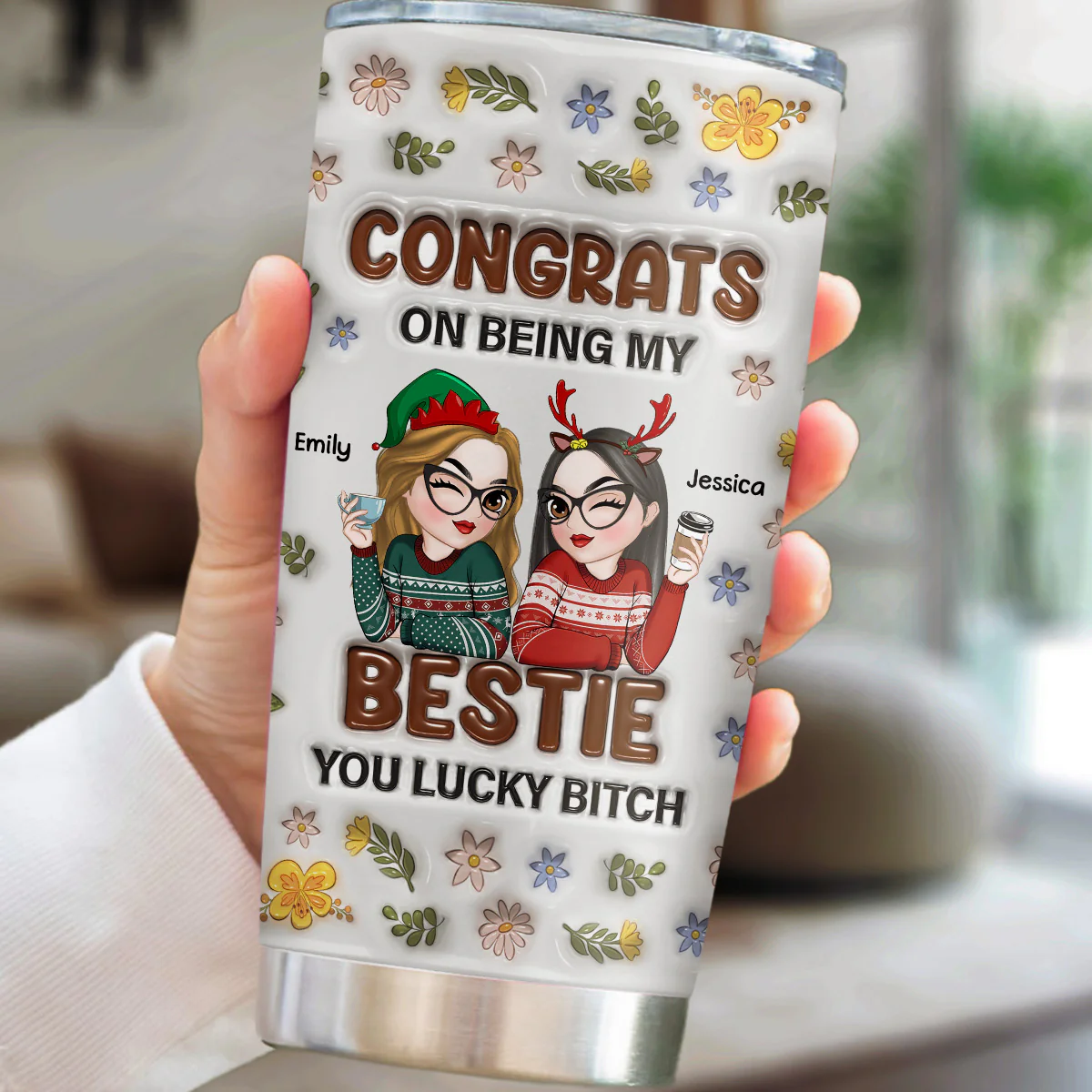 Bestie Congrats - Personalized Custom 3D Inflated Effect Tumbler - Image 5